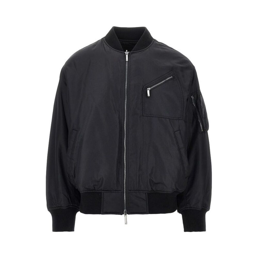 Emporio Armani Men Nylon Bomber Jacket With Logo Patch
